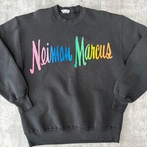 Vintage Rare Neiman Marcus Athletic Crewneck Sweatshirt Black Rainbow M